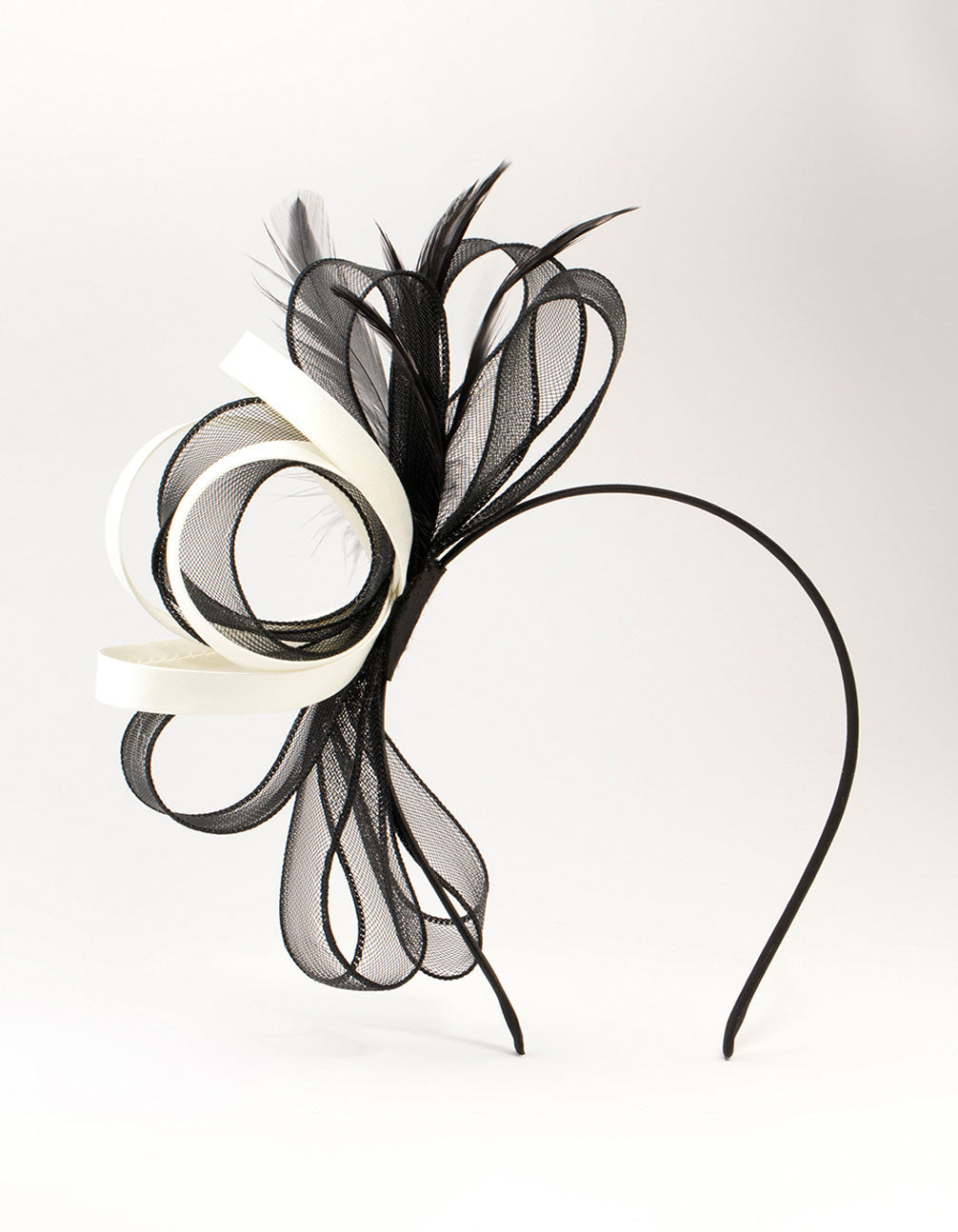 Black & Cream Feather Fascinator