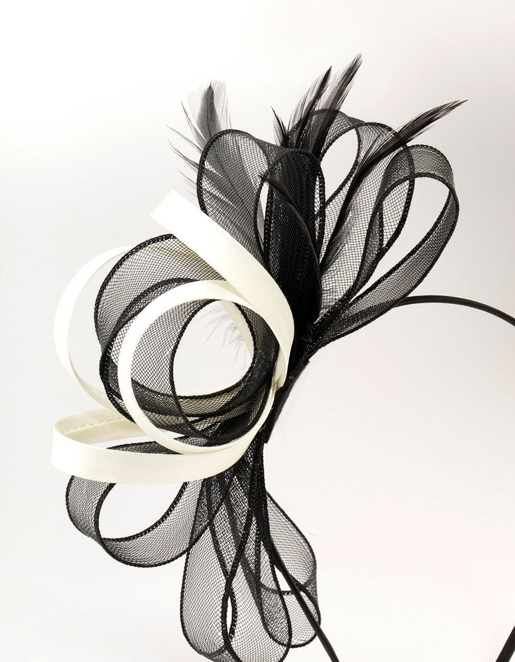 Black & Cream Feather Fascinator