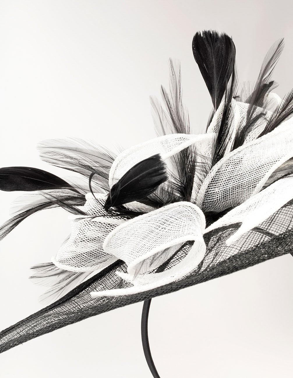Black & White Sinamay Fabric Bow Angled Fascinator
