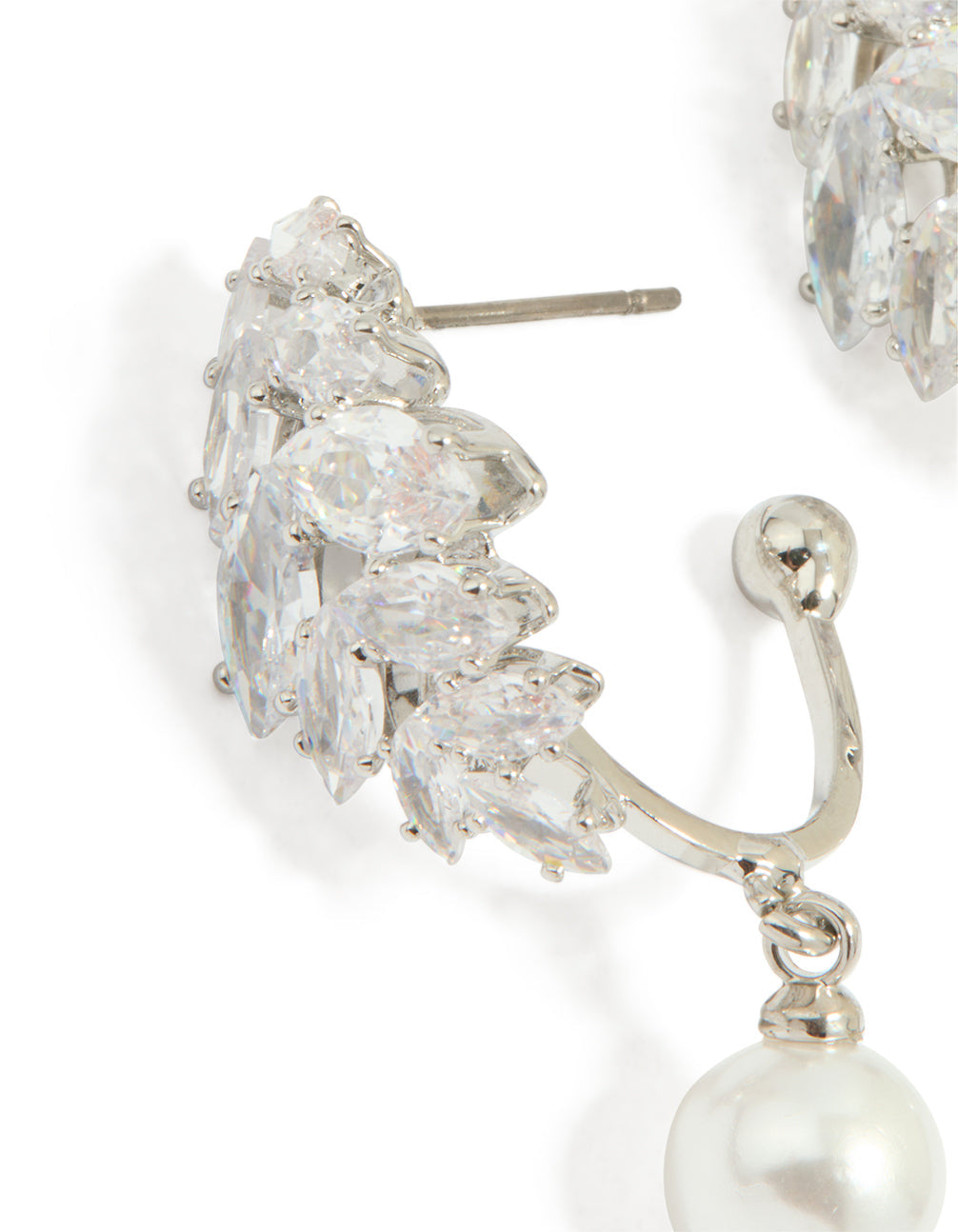 Silver Cubic Zirconia Pearl Drop Earrings