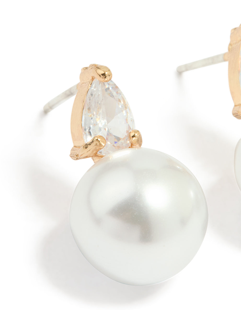 Gold Plated Mini Cubic Zirconia Pearl Drop Earrings