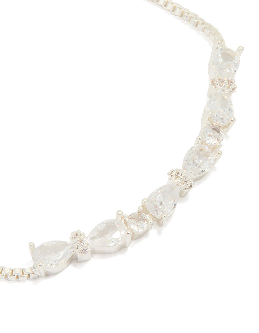 Silver Plated Cubic Zirconia Regal Toggle Bracelet