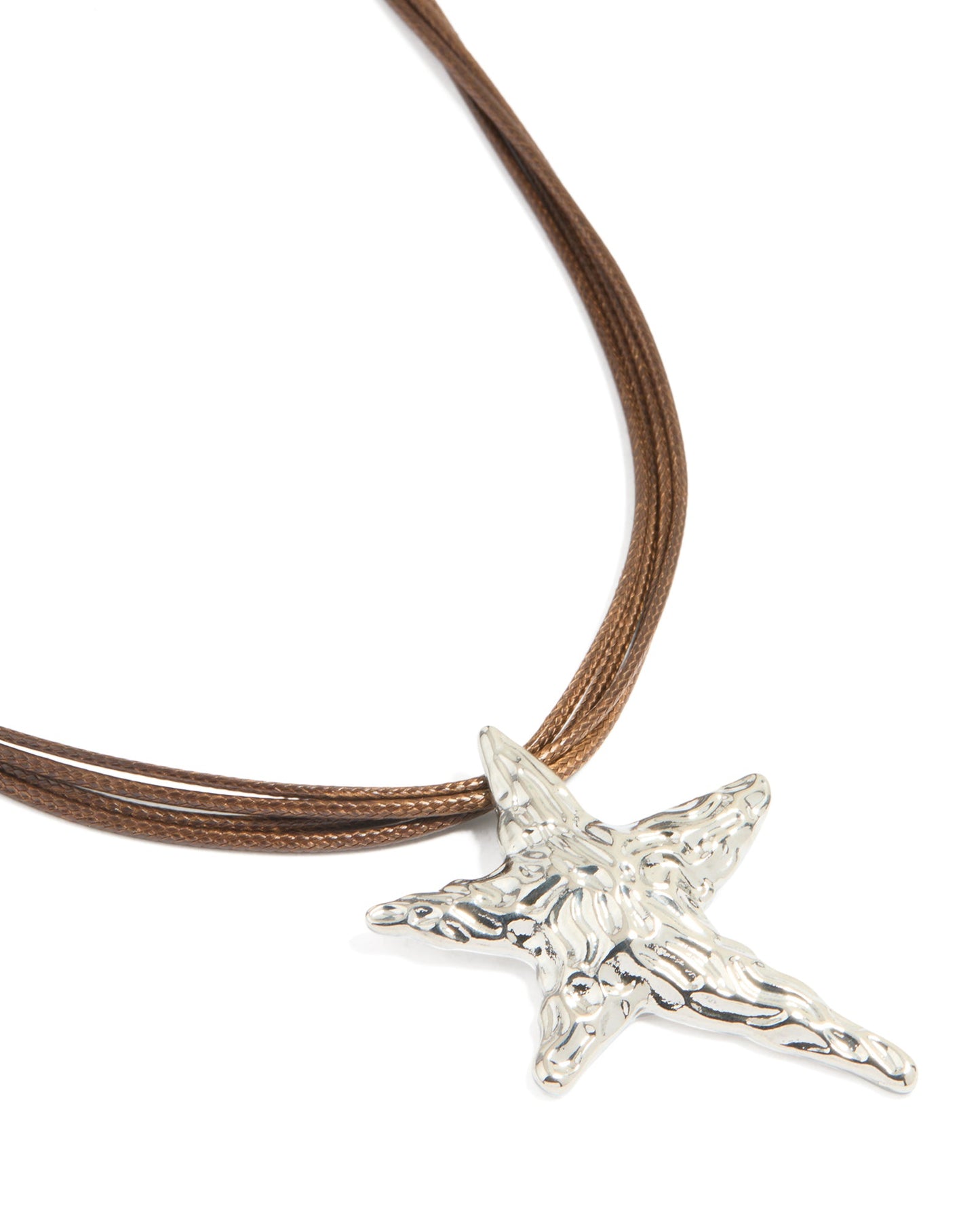 Silver Cord Abstract Star Necklace