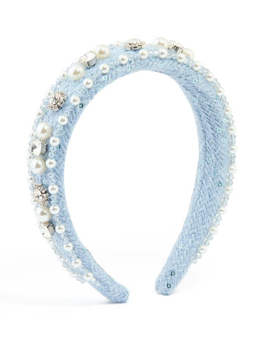 Blue Preppy Embellished Headband