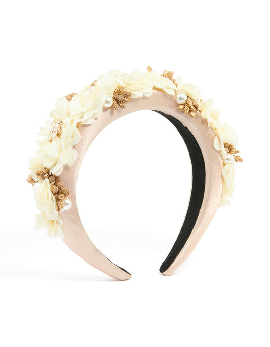 Blush Pink Fabric Mini Flower Cluster Headband