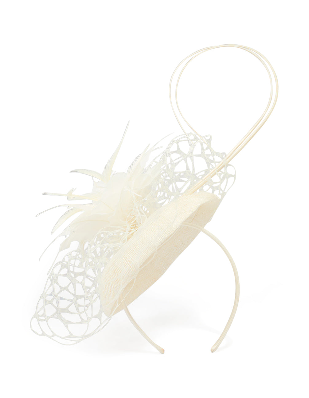 White Feather Flower Veil Large Fascinator