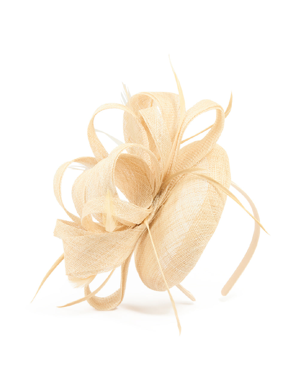 Cream Loop & Feather Pillbox Fascinator