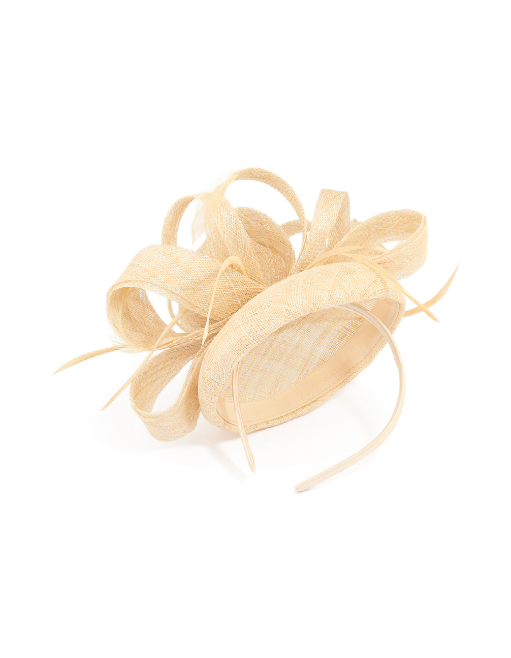 Cream Loop & Feather Pillbox Fascinator
