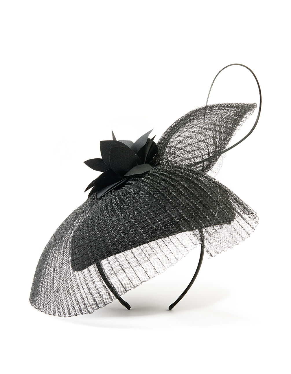 Black Pleated Pillbox Quill Fascinator