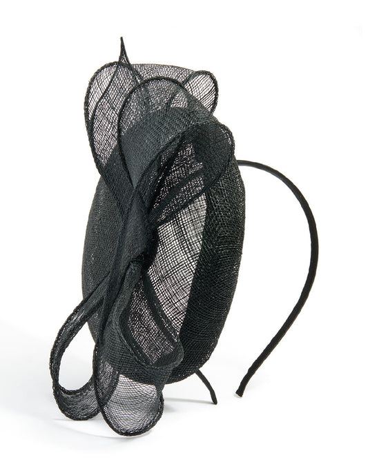 Black Sinamay Bow Pillbox Fascinator