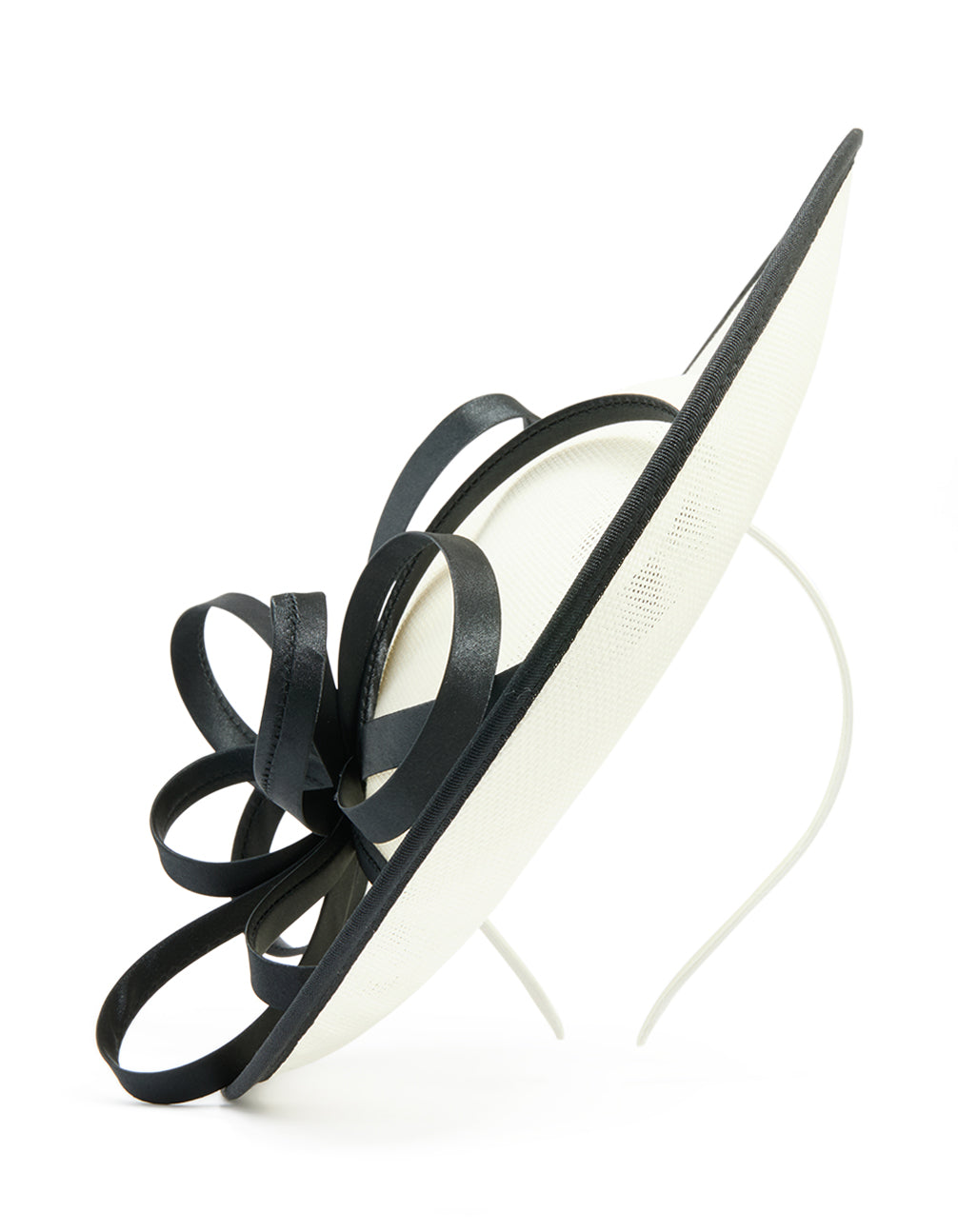 Black & White Sinamay Fabric Ribbon Hat Fascinator