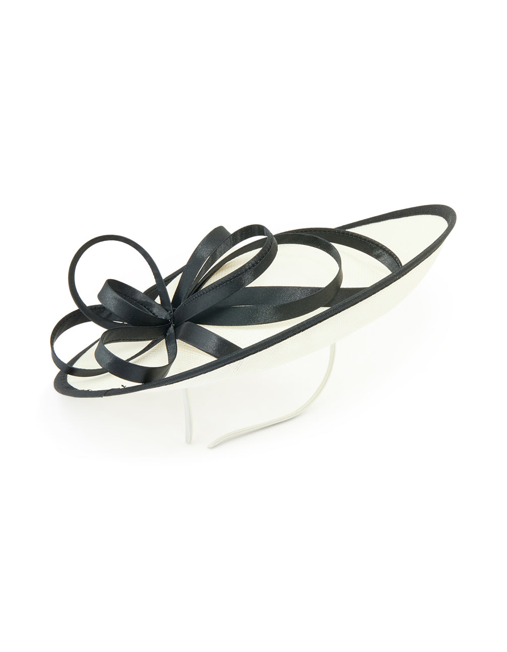Black & White Sinamay Fabric Ribbon Hat Fascinator