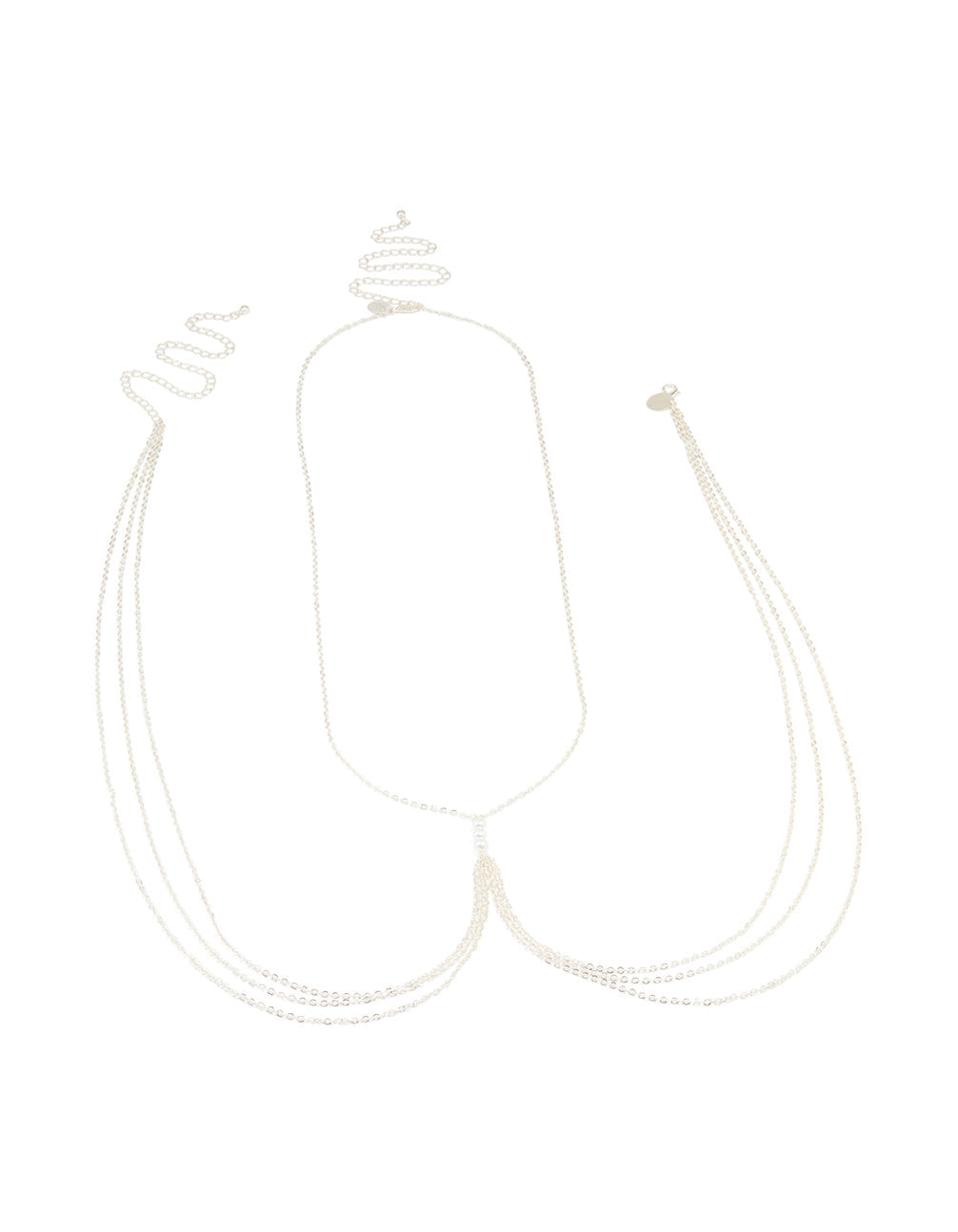 Silver Pearl Layered Body Chain