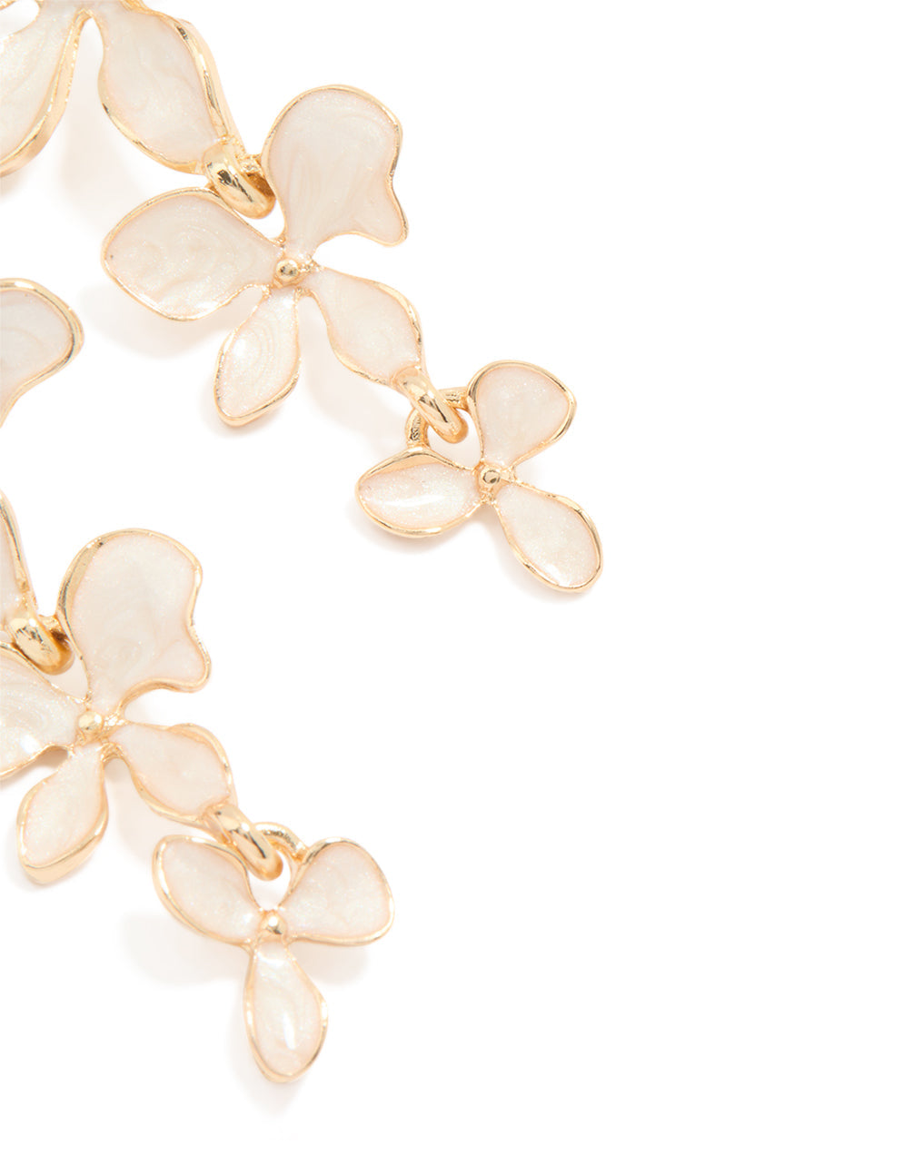 Gold Enamel Trio Flower Drop Earrings