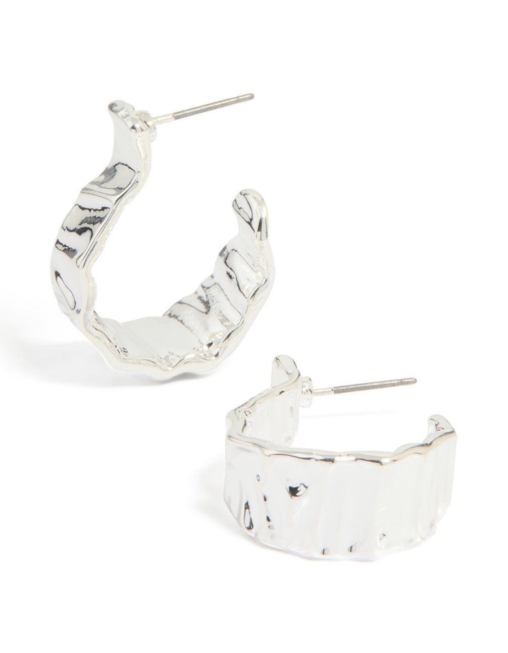 Silver Thick Molten Hoop Earrings