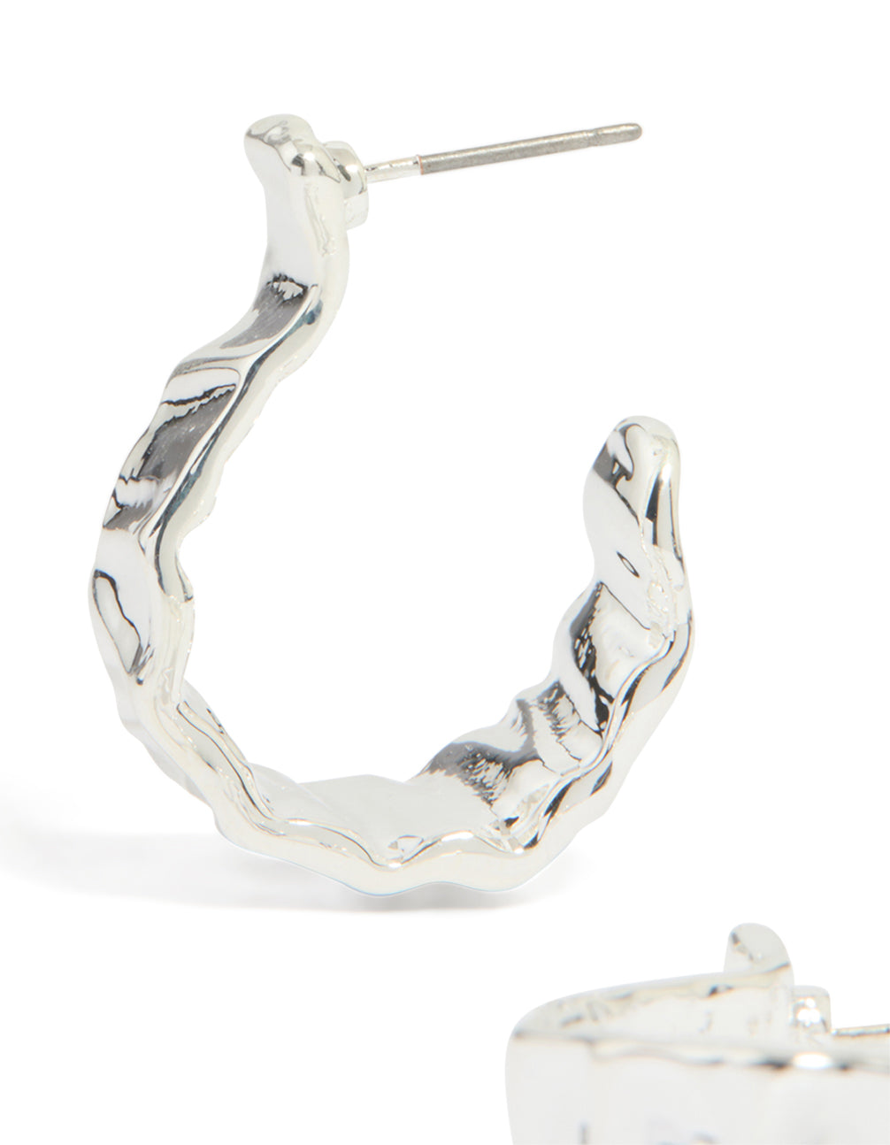 Silver Thick Molten Hoop Earrings