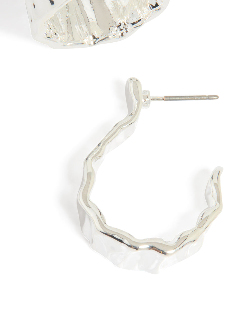 Silver Thick Molten Hoop Earrings