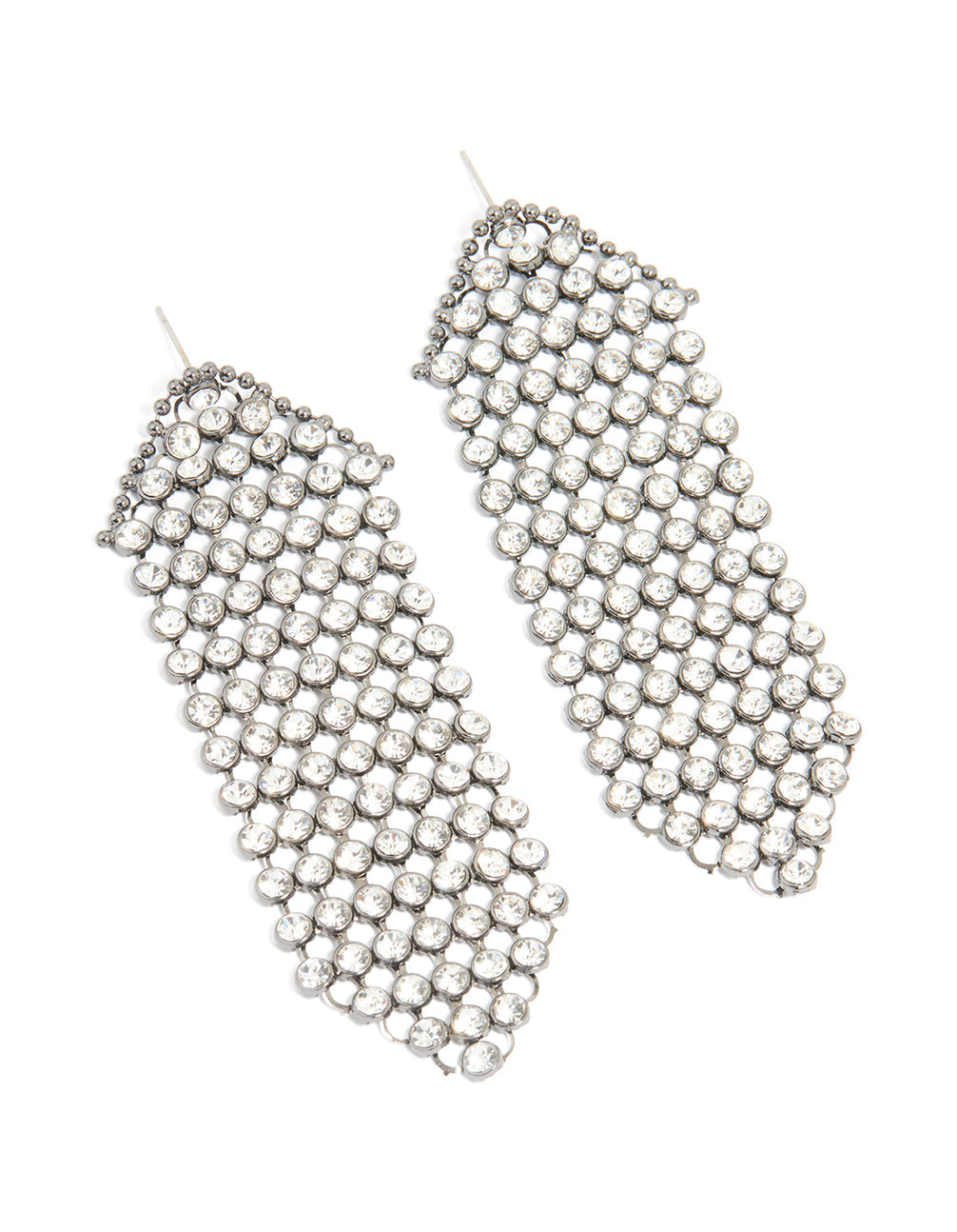 Gunmetal Diamante Mesh Drop Earrings