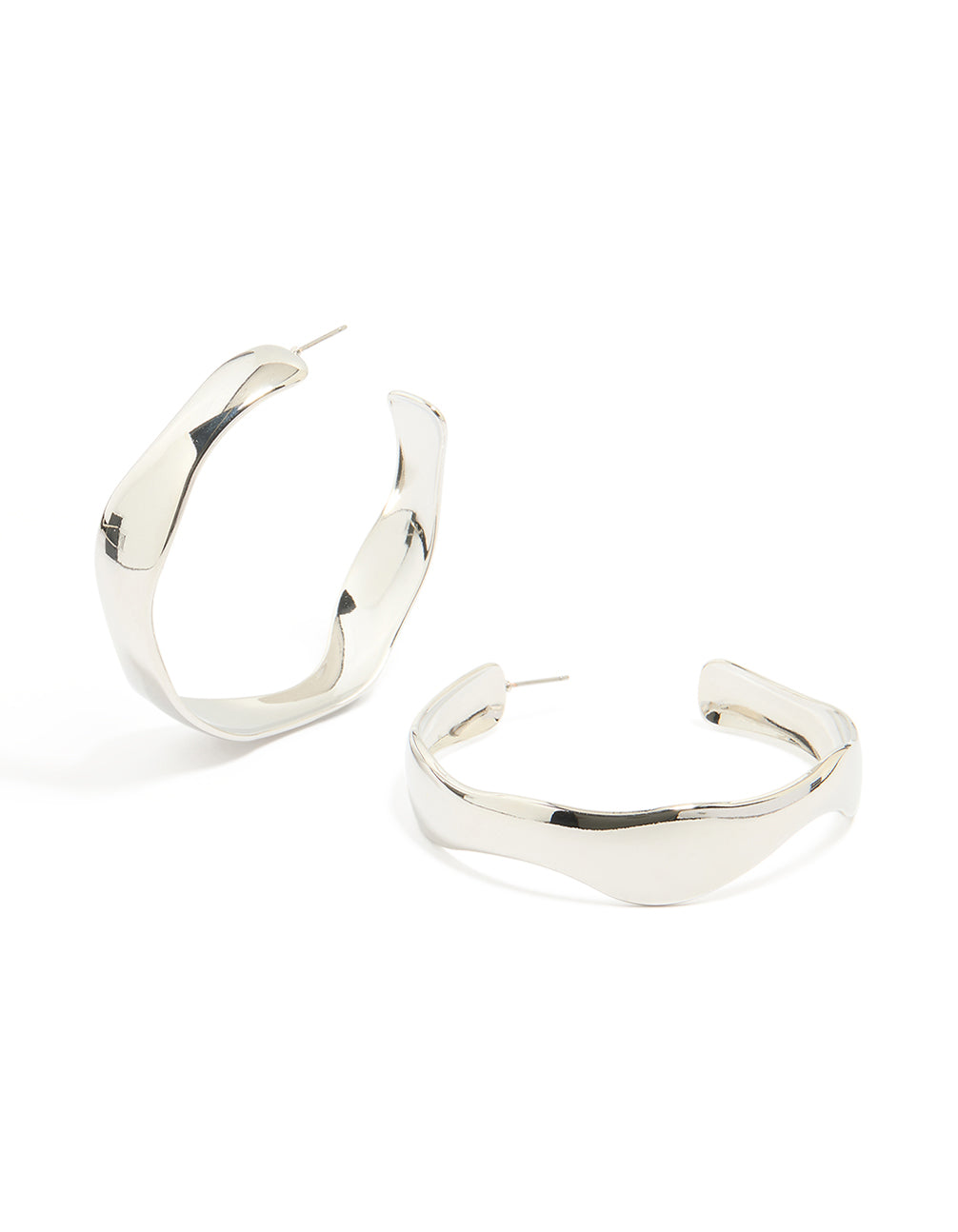 Silver Organic Hammered Hoop Earrings