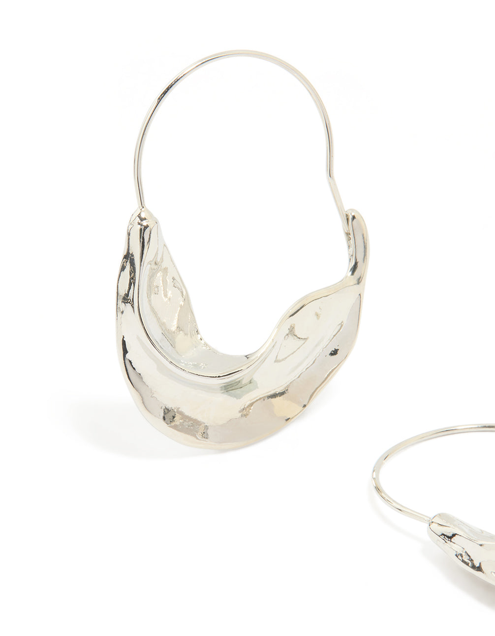 Silver Skinny Thick Detail Hoop Earrings