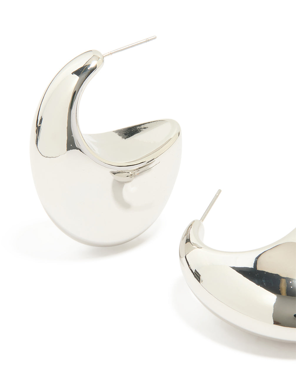 Silver Chunky Thick Hoop Earrings