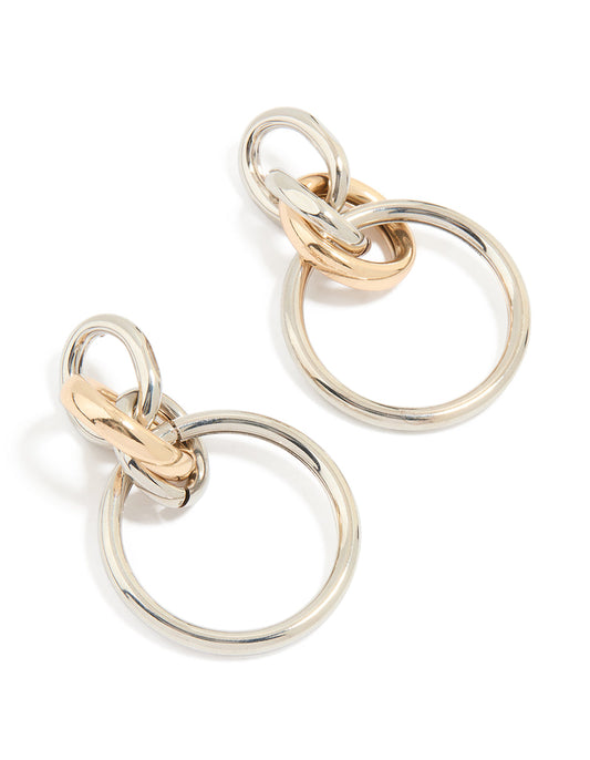 Mixed Metal Linked Layered Hoop Earrings