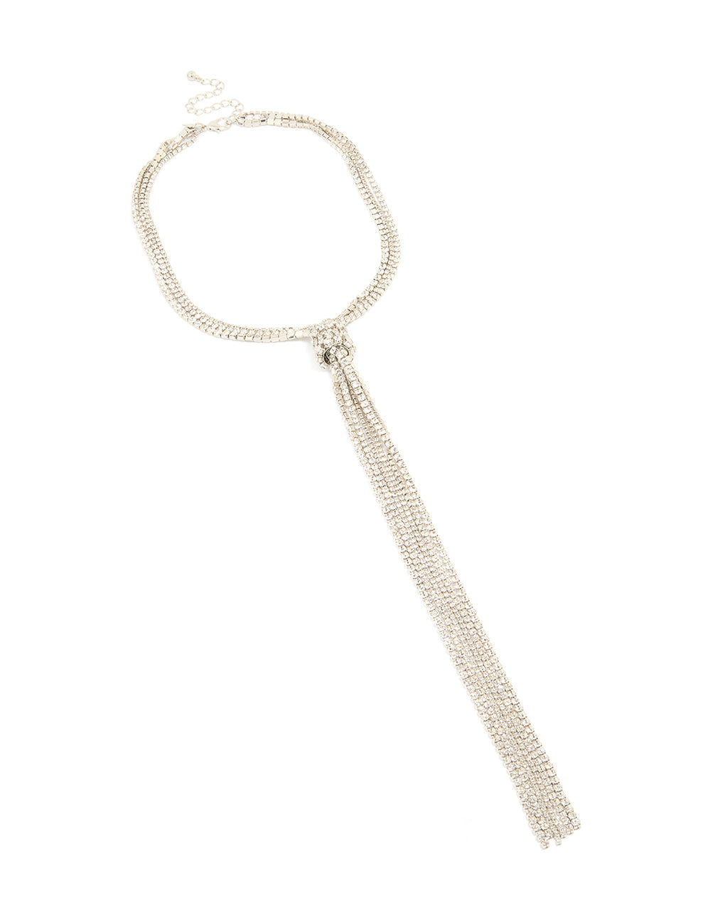 Silver Diamante Cup Chain Toggle Detail Necklace