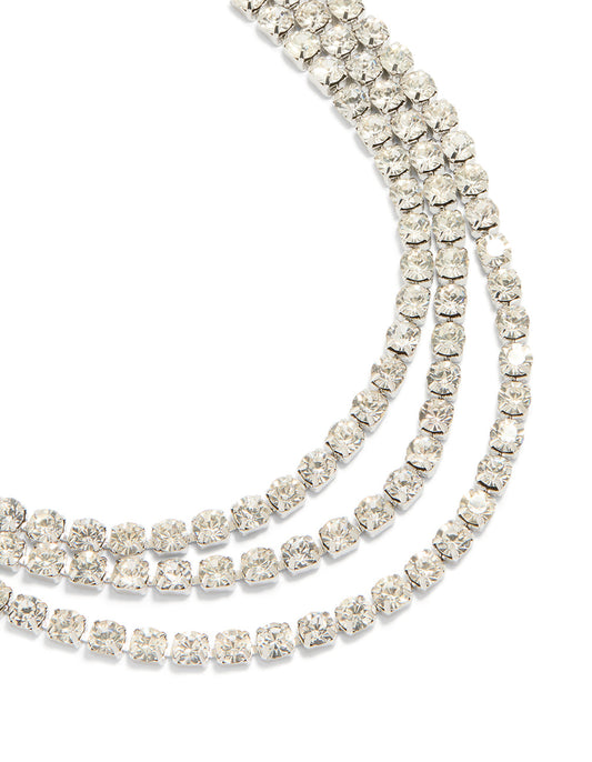 Silver Diamante Cup Chain Layered Necklace