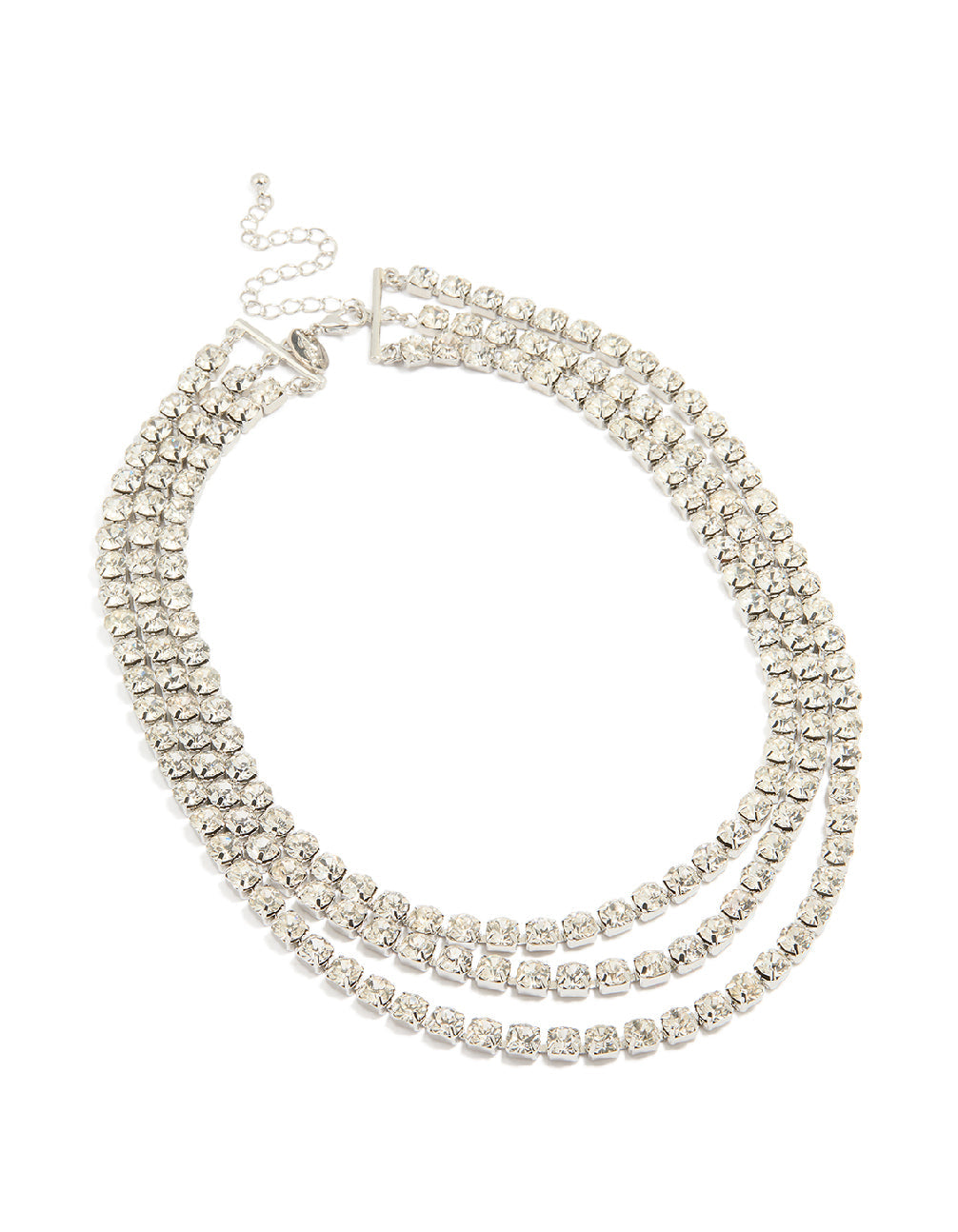 Silver Diamante Cup Chain Layered Necklace