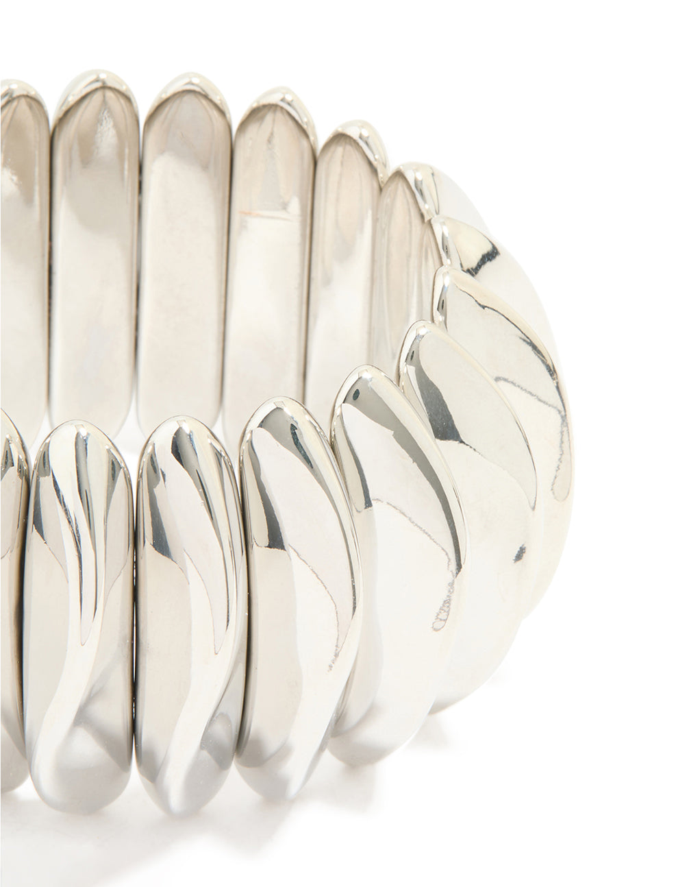 Silver Thick Organic Oval Stretch Bracelet