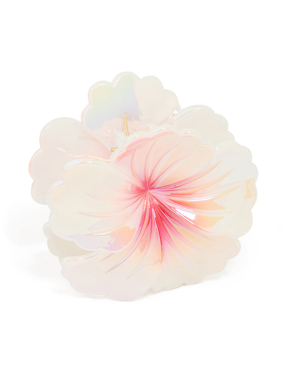 Iridescent Pink Pearlised Hibiscus Claw Clip