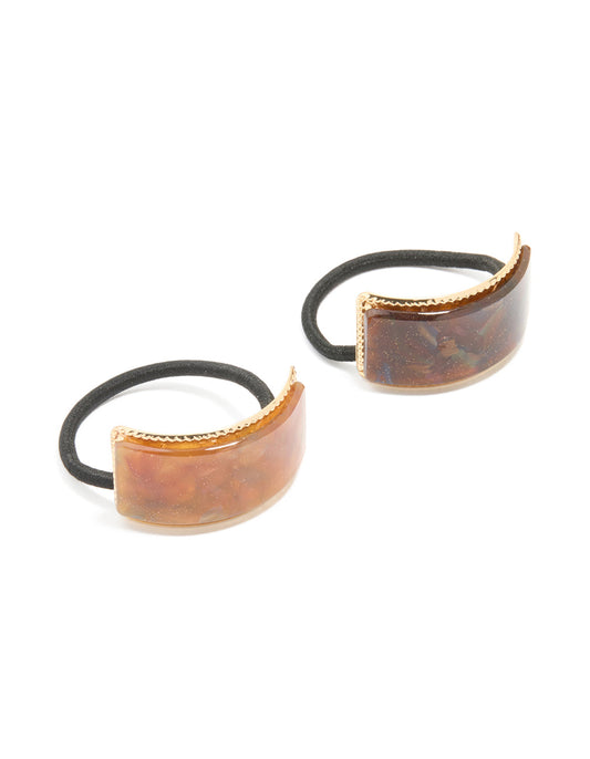 Acrylic & Metal Detail Hair Ties 2-Pack