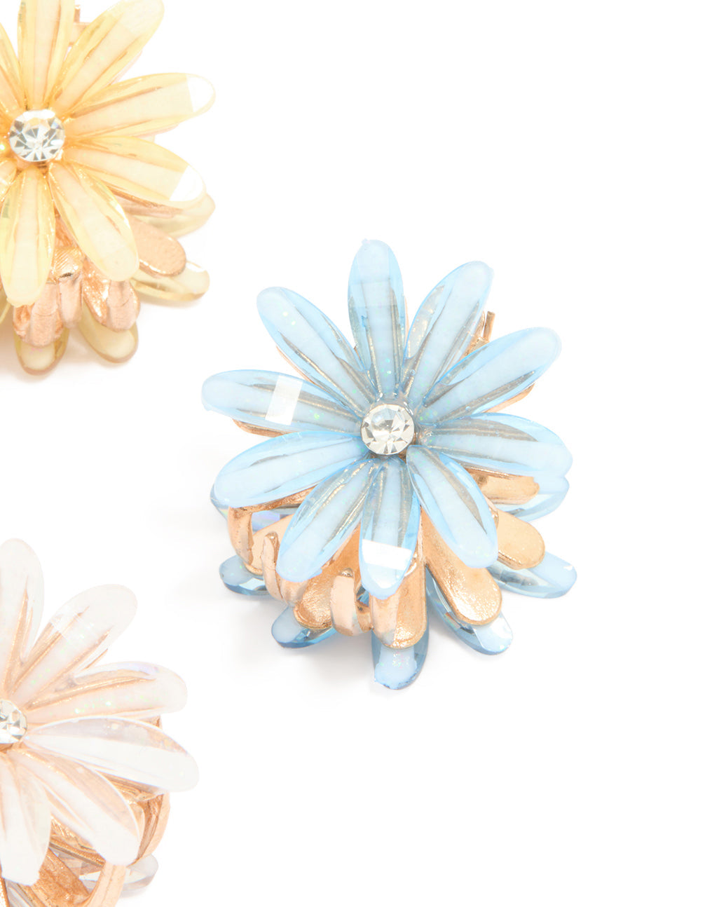 Mixed Daisy Facet Claw Clips 4-Pack