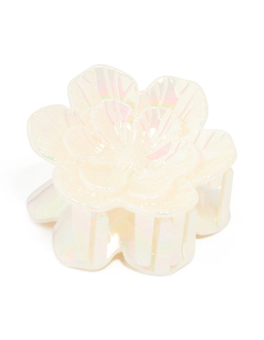 Pearlised Double Flower Claw Clip
