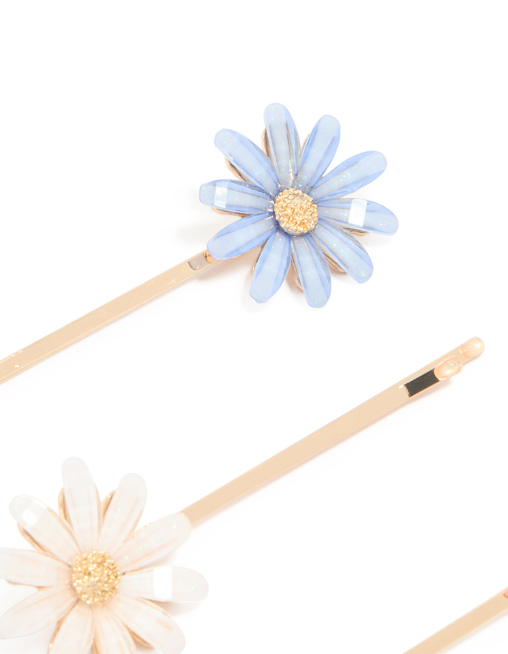 Gold Daisy Facet Hair Clips 3-Pack