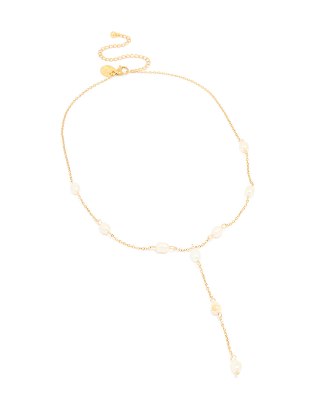 Gold Plated Freshwater Pearl Station Y-Necklace