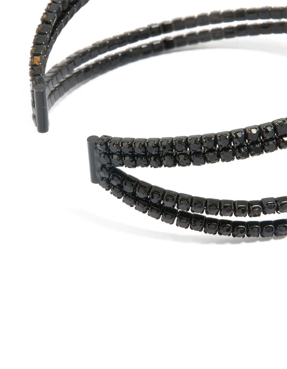 Black Coated Metal Diamante Pavé Wrap Wrist Cuff