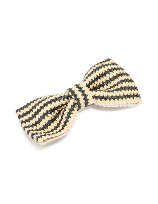 Raffia Striped Short Bow Clip