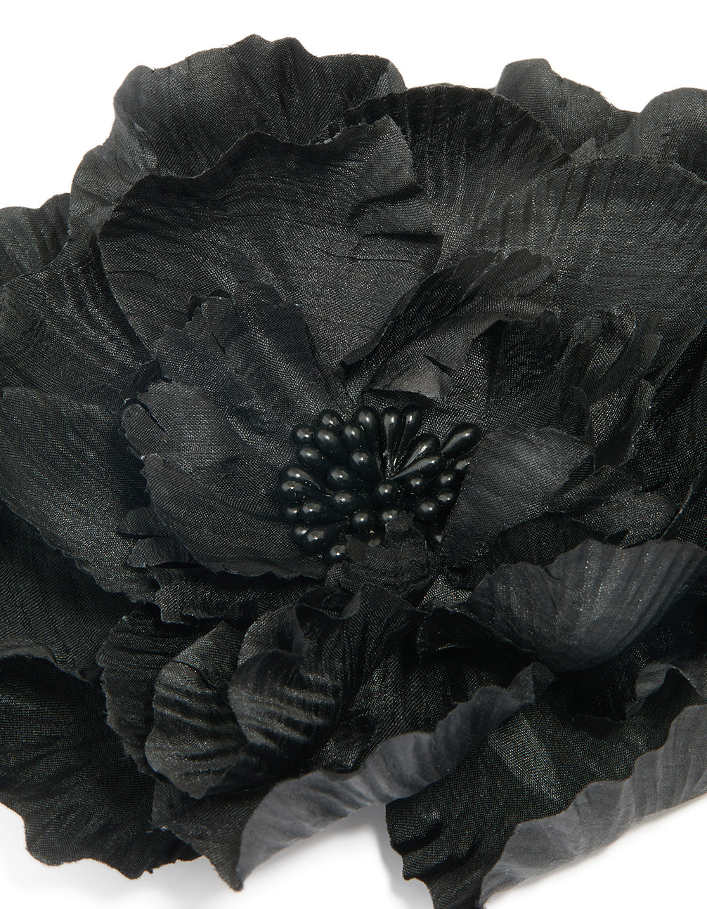 Black Large Fabric Poppy Flower Corsage Brooch