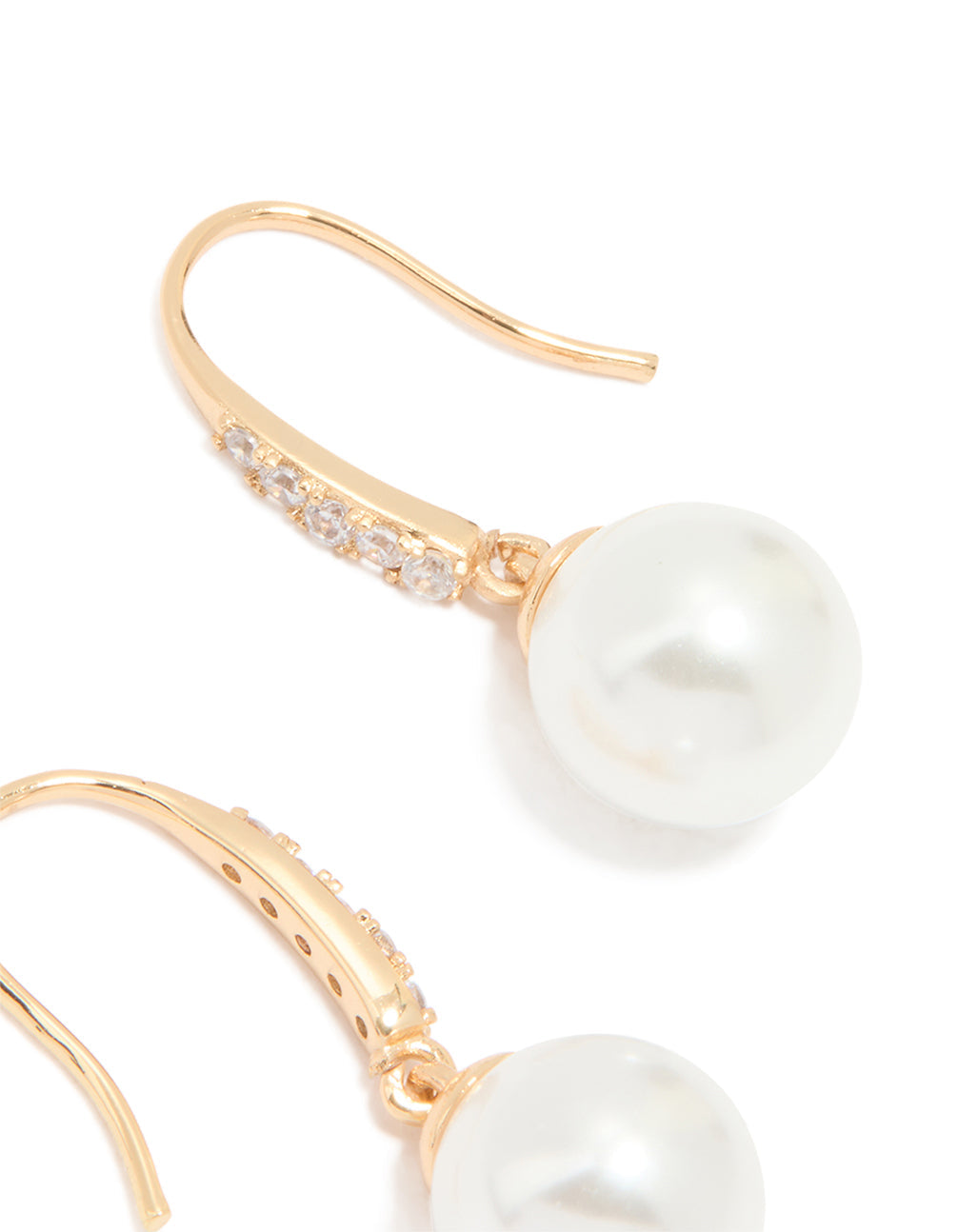 Gold Cubic Zirconia Fine Pearl Drop Earrings