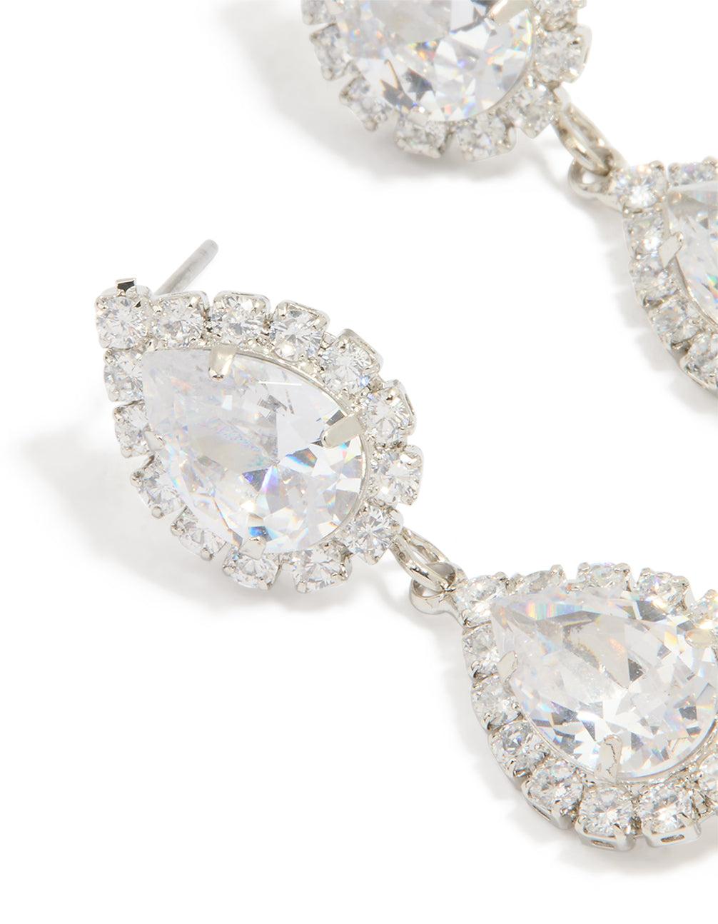 Silver Cubic Zirconia Pearl Pear Drop Earrings