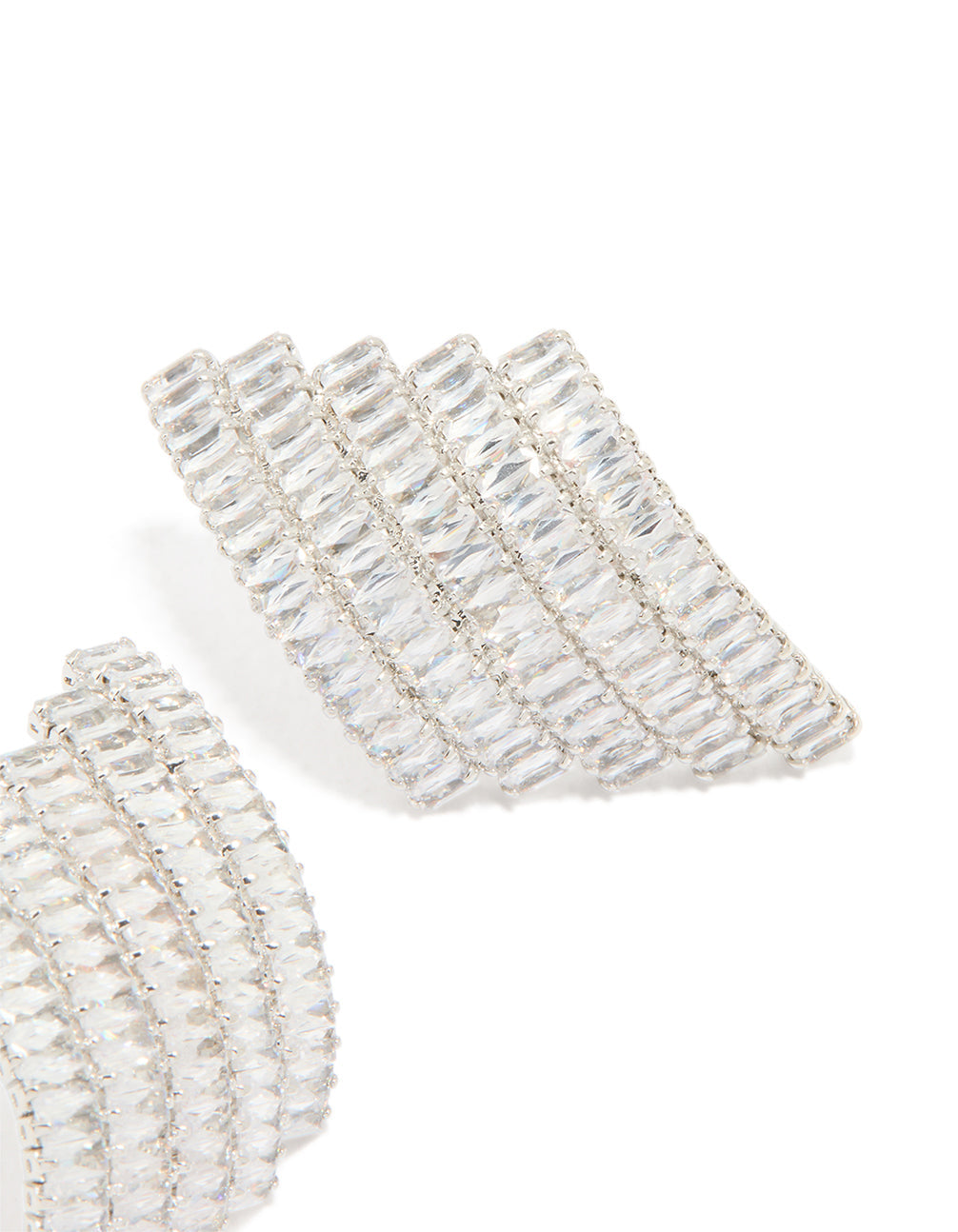 Silver Cubic Zirconia Statement Stud Earrings