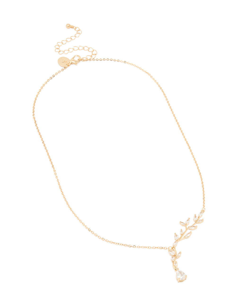 Gold Cubic Zirconia Vine Pear Necklace