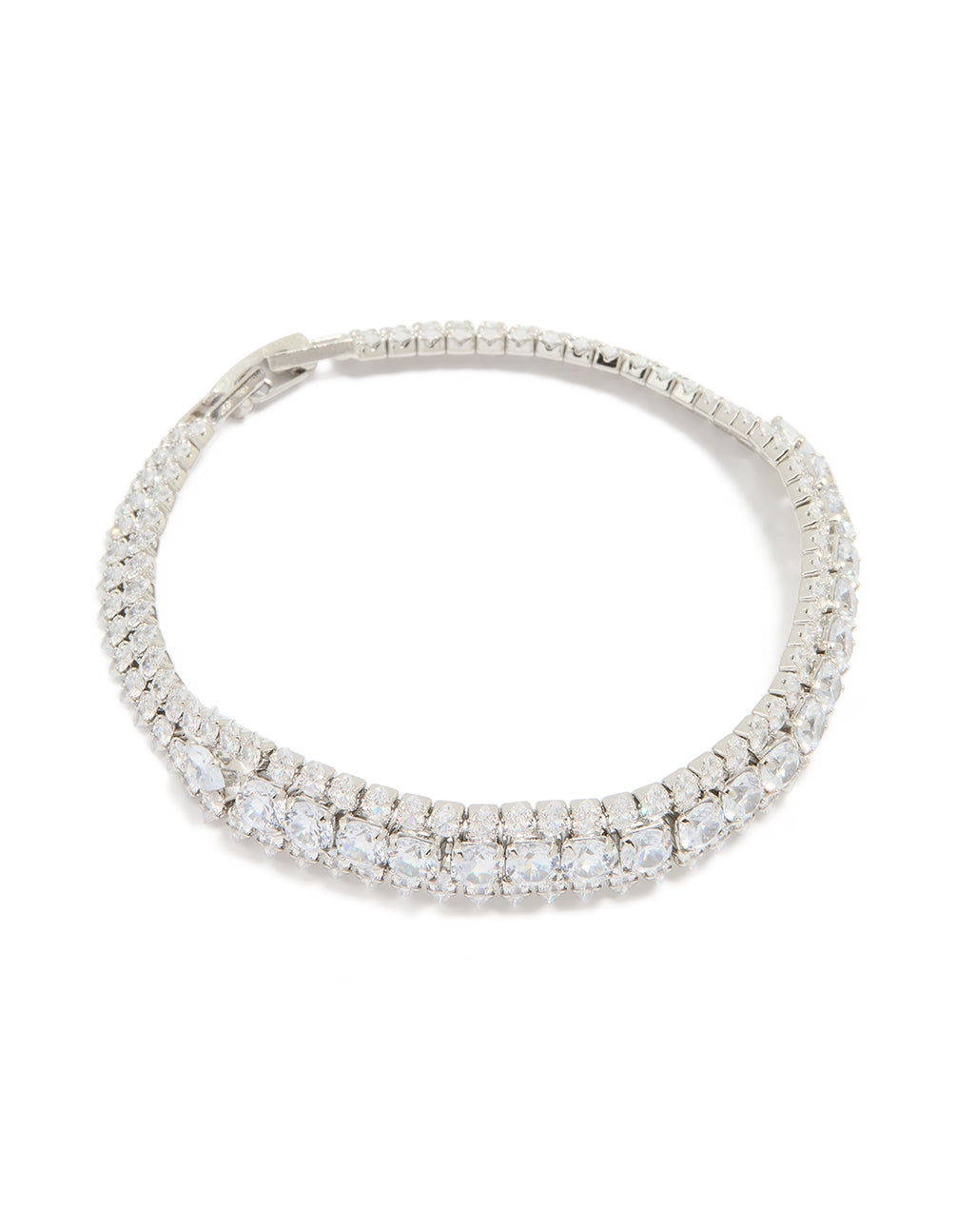 Silver Cubic Zirconia Marquise Statement Tennis Bracelet