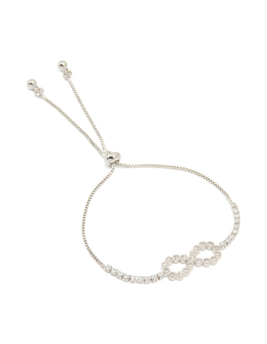 Silver Cubic Zirconia Infinity Toggle Bracelet
