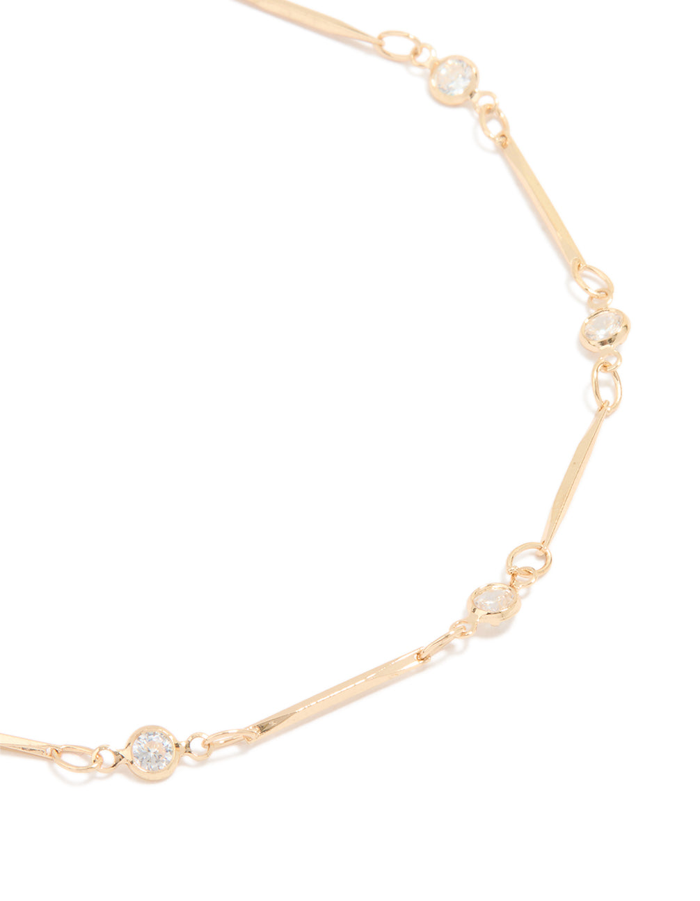Gold Cubic Zirconia Dainty Bar Anklet