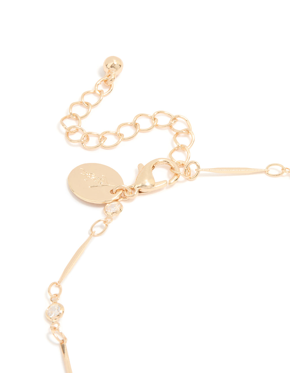 Gold Cubic Zirconia Dainty Bar Anklet