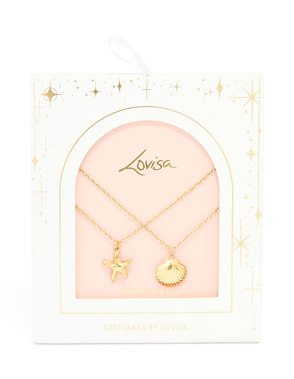 Waterproof Gold Plated Stainless Steel BFF Sea-Themed Necklaces 2-Pack