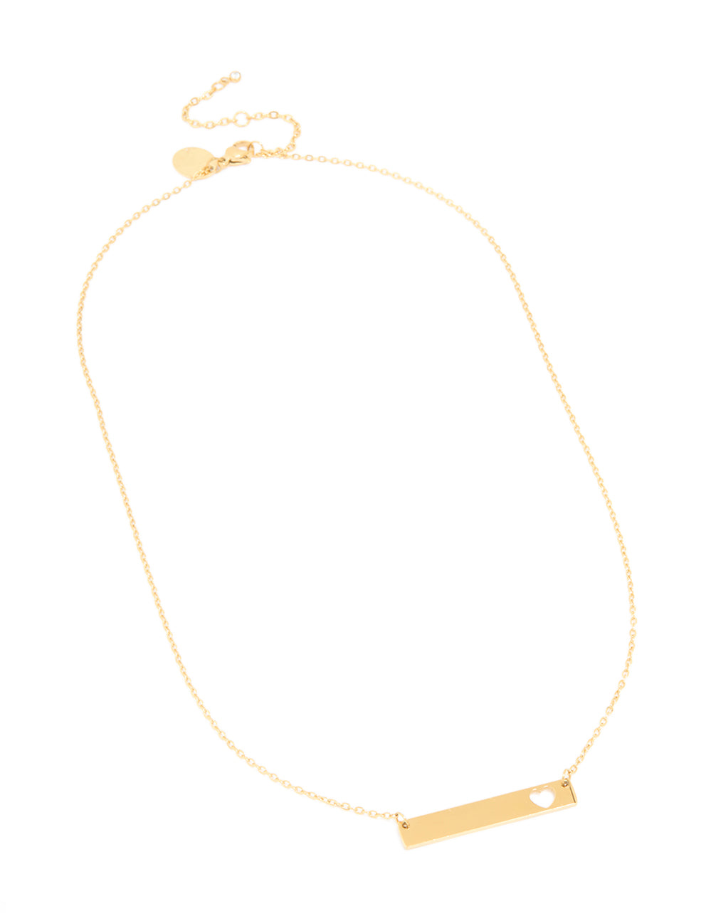Waterproof Gold Plated Stainless Steel Heart Engravable Bar Necklace