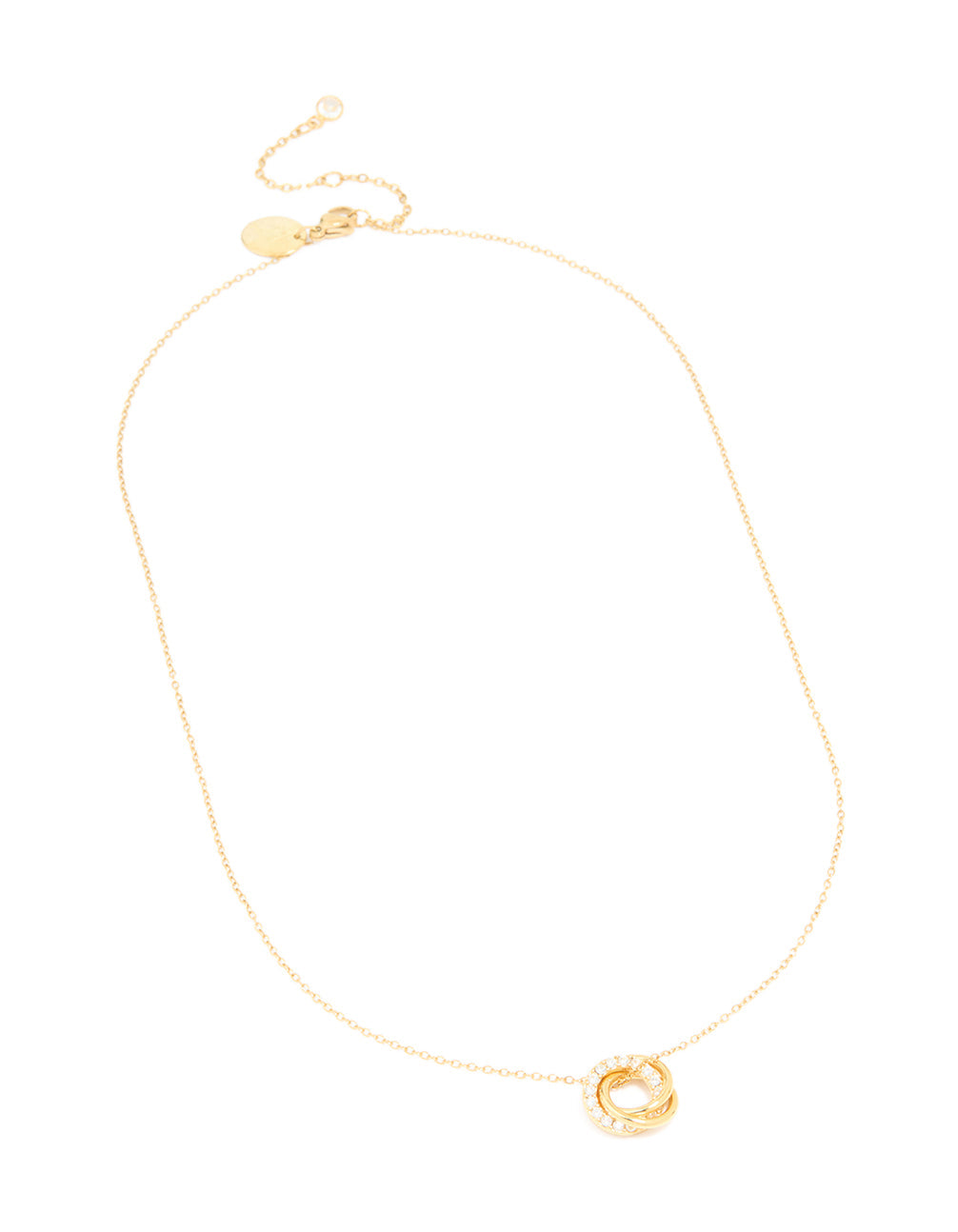 Waterproof Gold Plated Stainless Steel Tri Circle Link Necklace